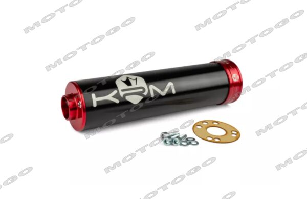 KRM kipufogo dob alu 70-90cc fekete piros_KRM exhaust muffler alu 70-90cc black red