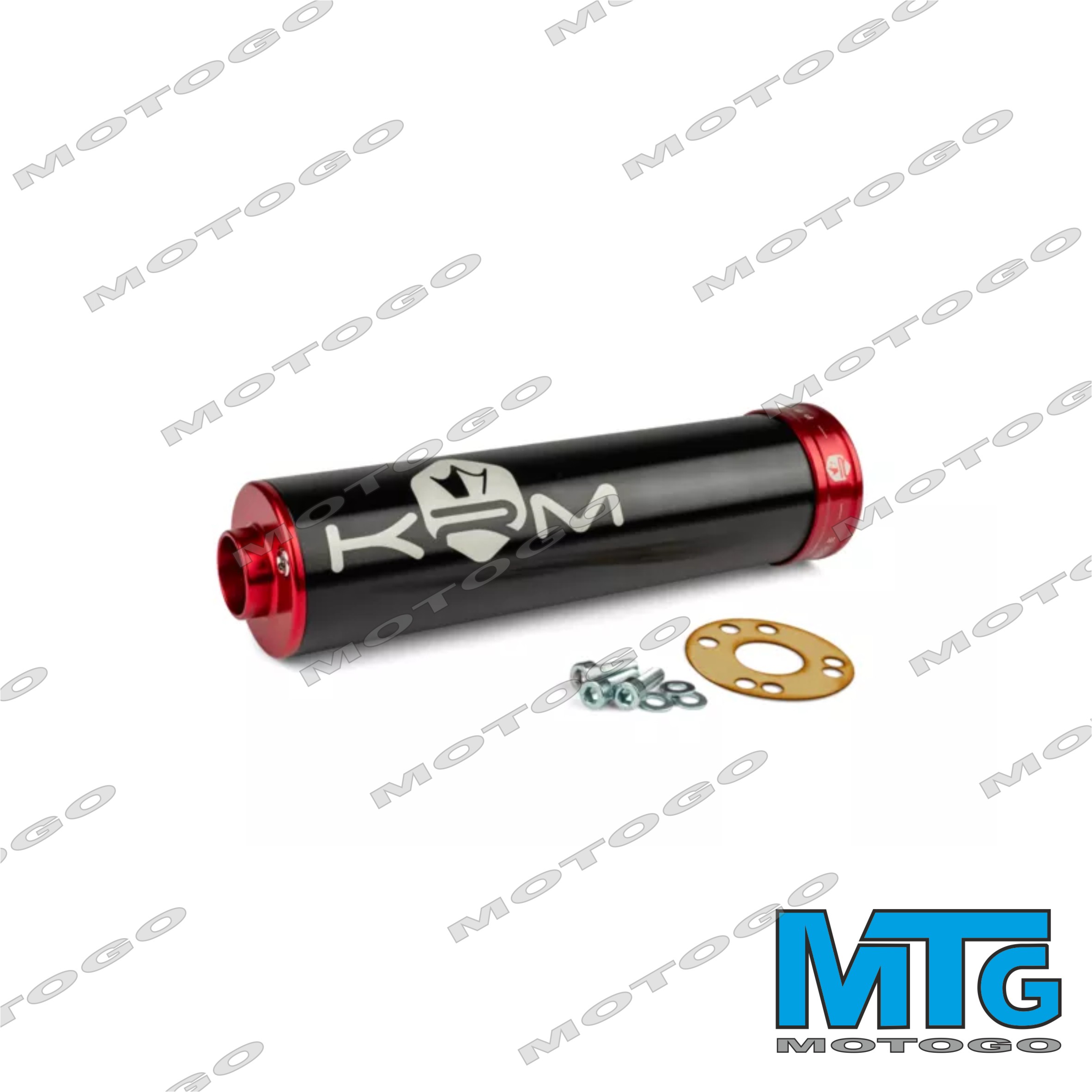 KRM kipufogo dob alu 70-90cc fekete piros_KRM exhaust muffler alu 70-90cc black red
